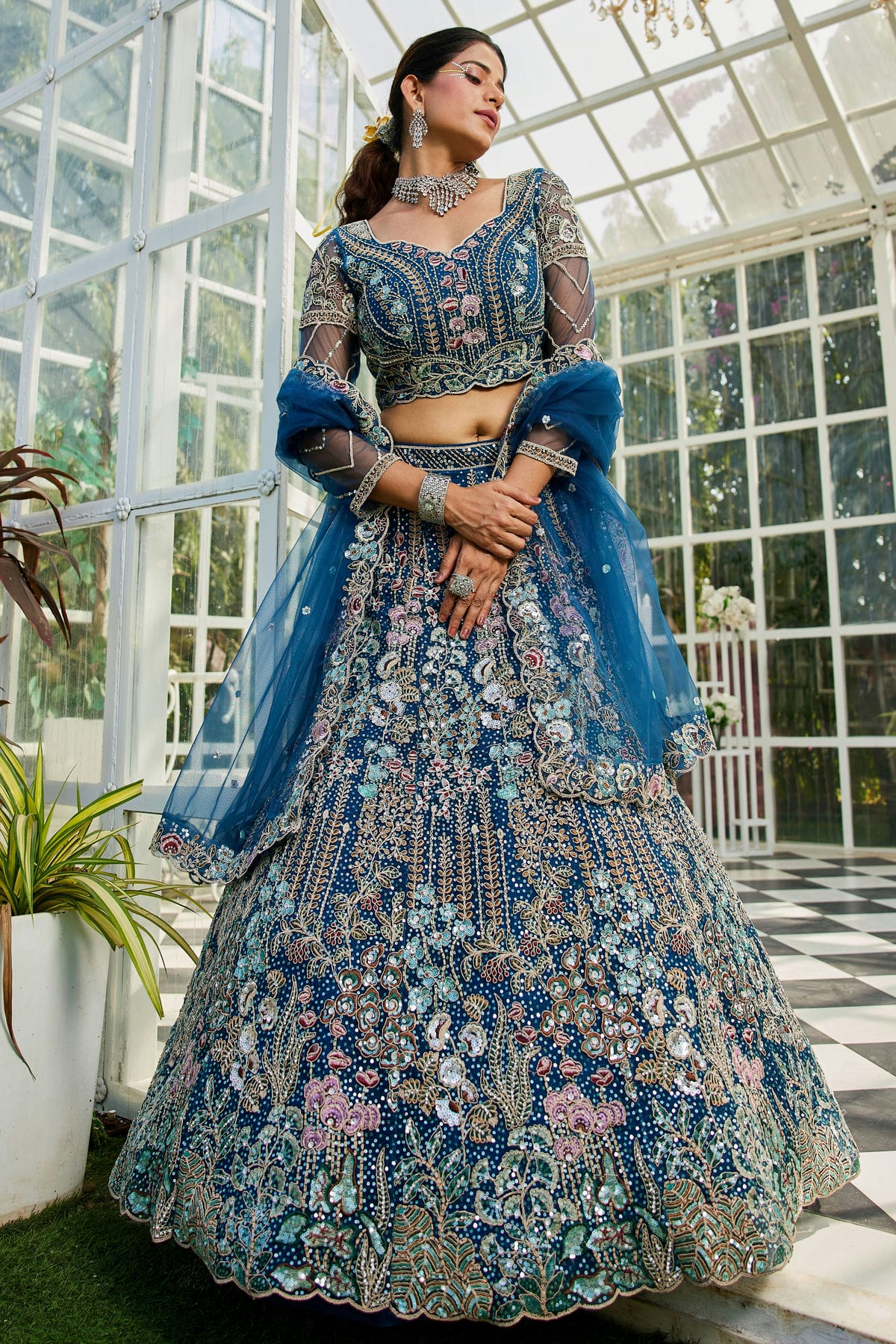 Blue-Colour-Semi-Stitched-Net-Lehenga-Choli-VSLC1112551