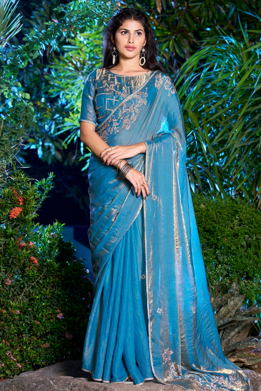 Blue Colour Silk Designer Saree