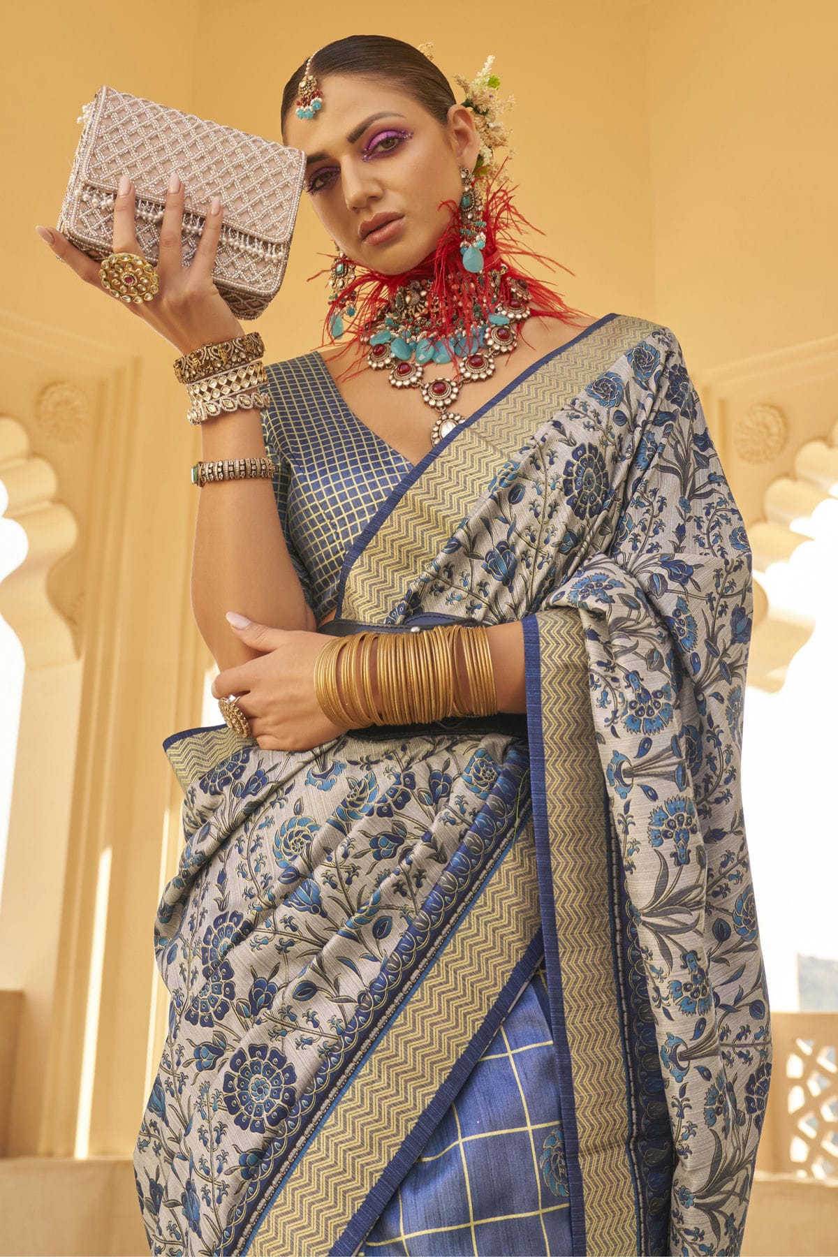 Blue Colour Silk Saree