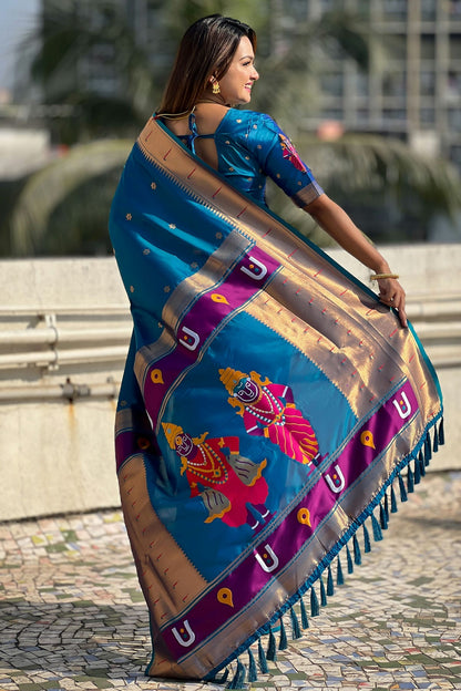 Blue Colour Soft Silk Paithani Saree