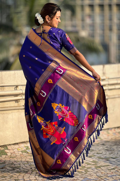 Blue Colour Soft Silk Paithani Saree