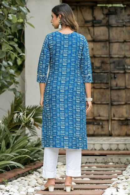 Blue Colour Stitched Cotton Top and Bottom VSTP1112388