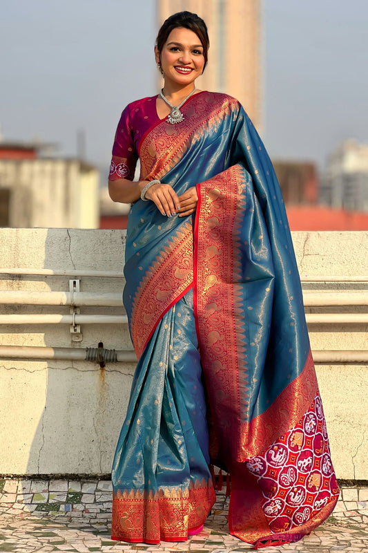 Blue-Colour-Tissue-Traditional-Saree-VSSD1112593