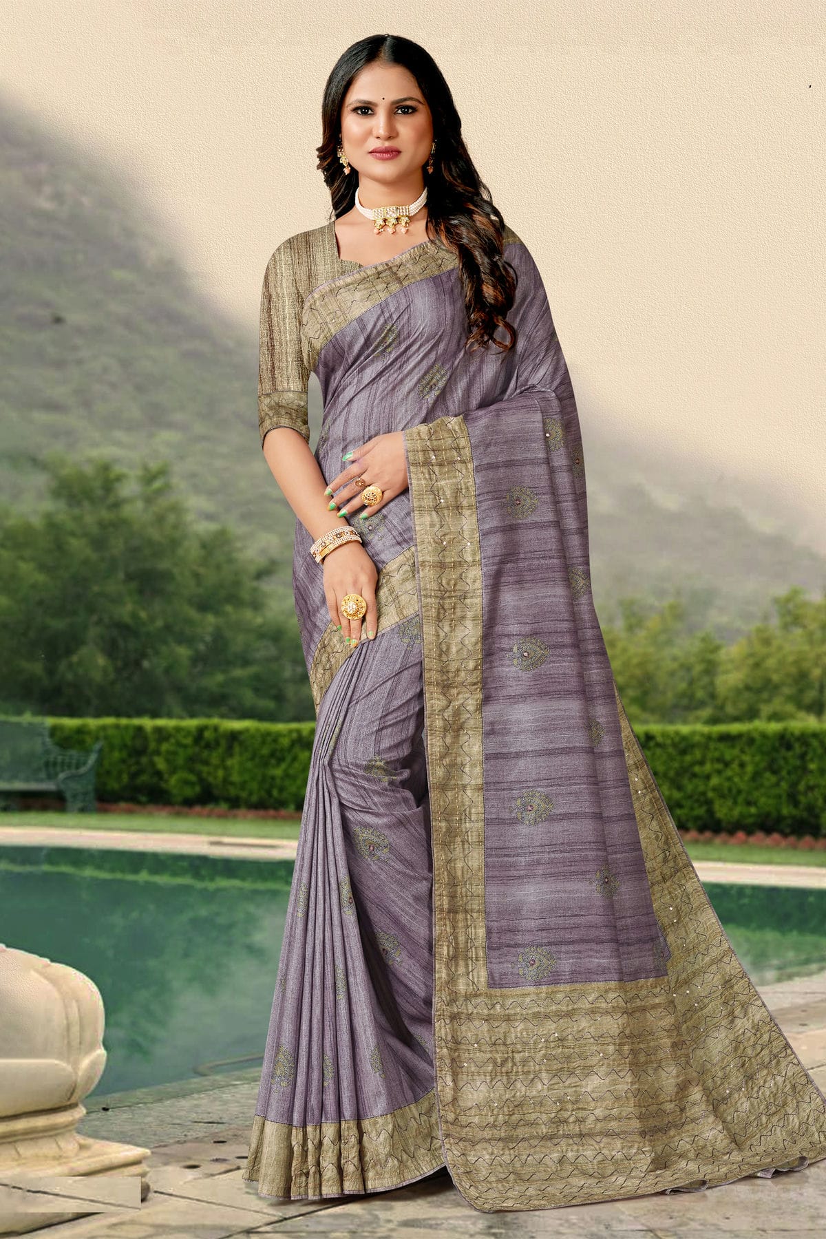 Blue Colour Tussar Silk Traditional Saree