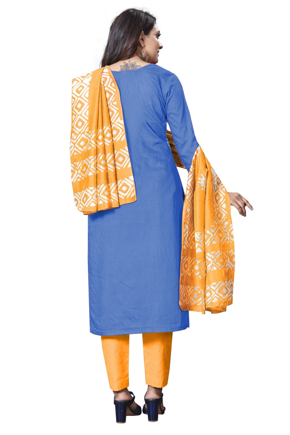 Blue Colour Unstitched Cotton Straight Suit