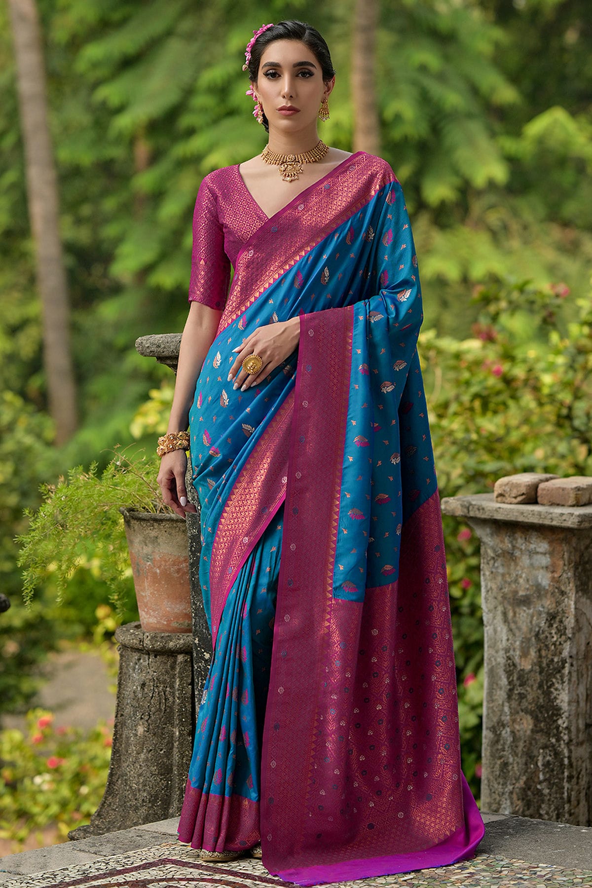 Blue-Colour-Woven-Work-Banarasi-Silk-Saree-VSSD1260014