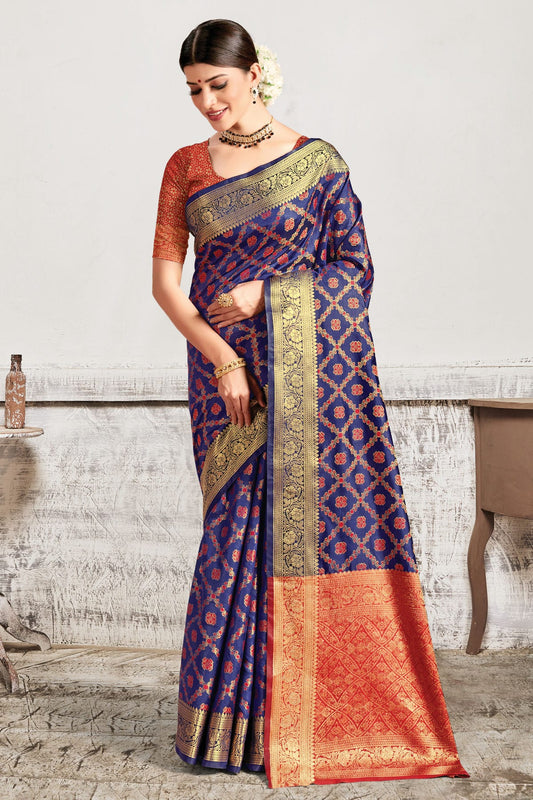 Blue Colour Woven Work Patola Silk Saree