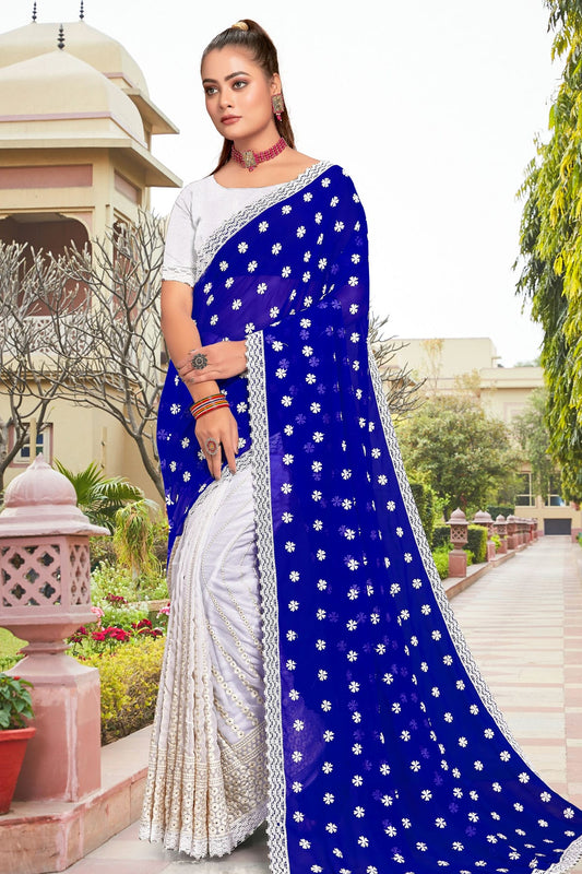 Blue Colour Georgette Saree