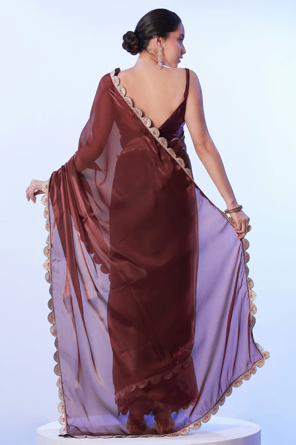 Brown Colour  Satin Designer Saree VSSD1112611