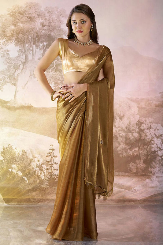 Brown-Colour-Burberry-Organza-Saree-VSSD1112724