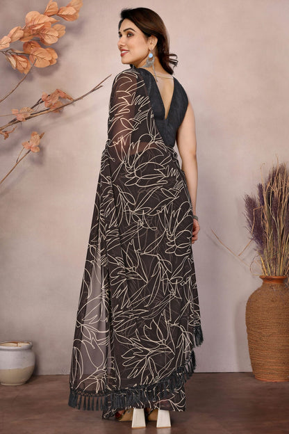 Brown Colour Georgette Ready To Wear Saree VSSD1180209