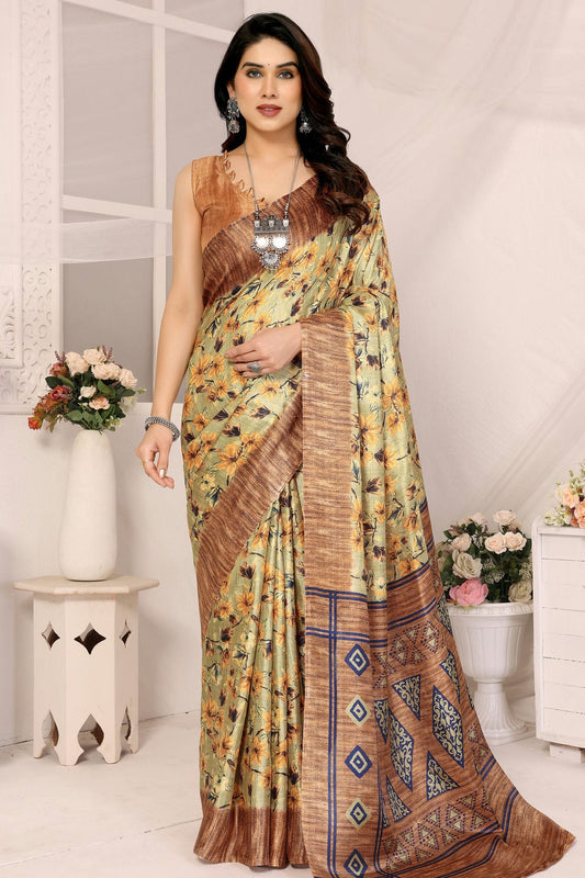 Brown Colour Khadi Saree