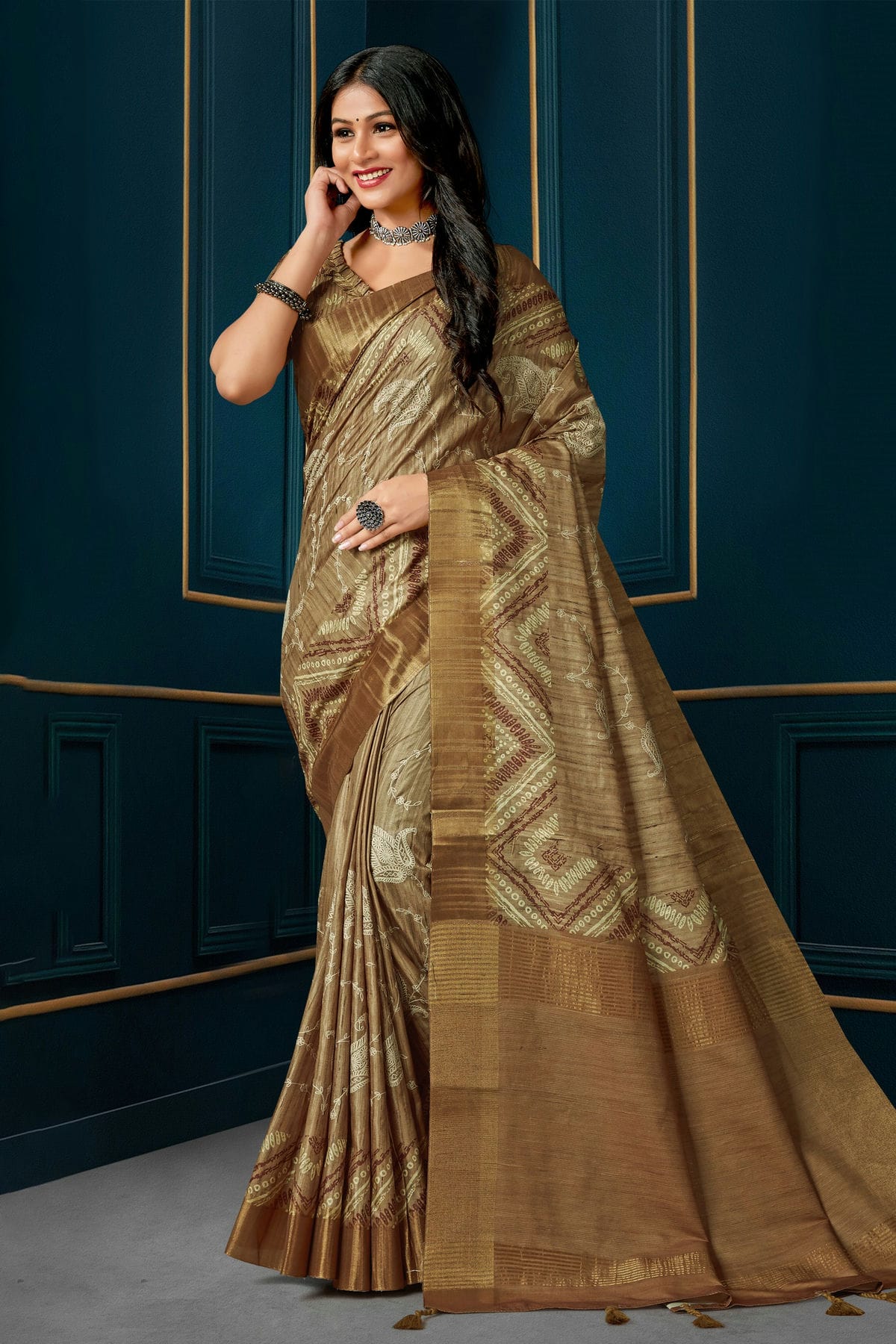 Brown Colour Kotha Silk Traditional Saree