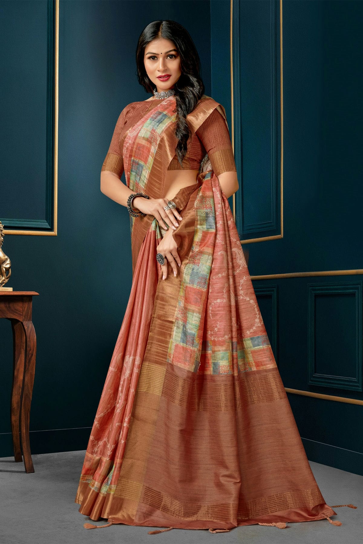 Brown Colour Kotha Silk Traditional Saree