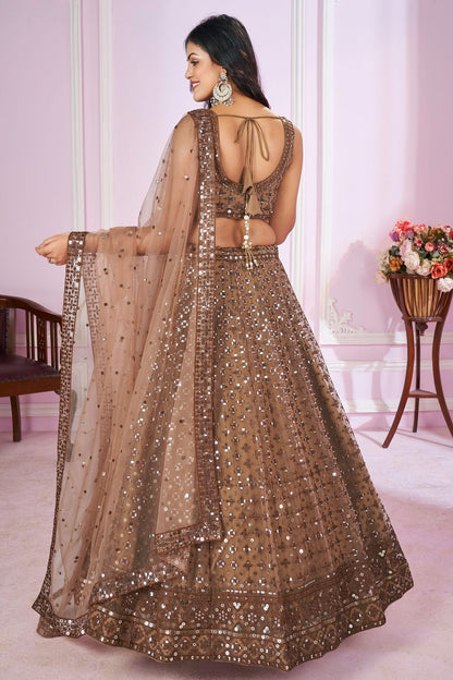 Brown Colour Soft Net Lehenga Choli