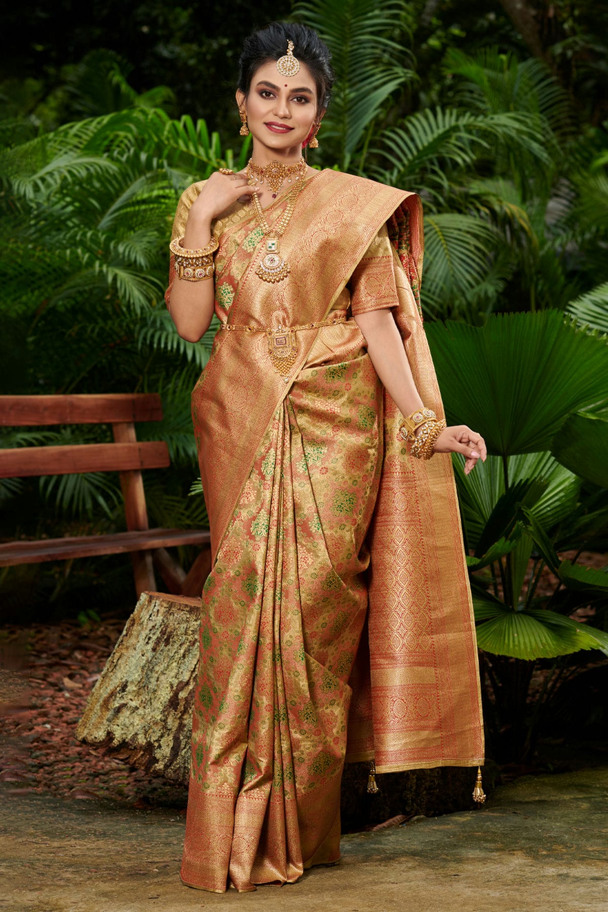 Brown Colour Woven Work South Silk Saree