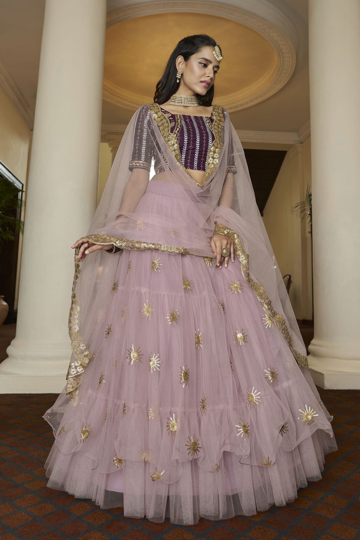 Butterfly Net Designer Lehenga Choli In Lavender Colour