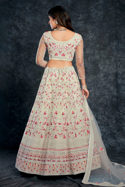 Butterfly Net Designer Lehenga Choli In Off White Colour