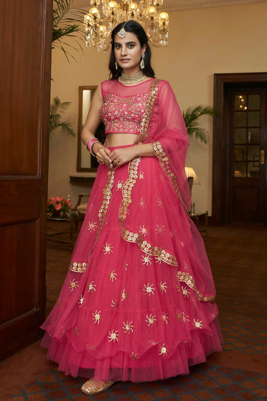 Butterfly Net Designer Lehenga Choli In Pink Colour