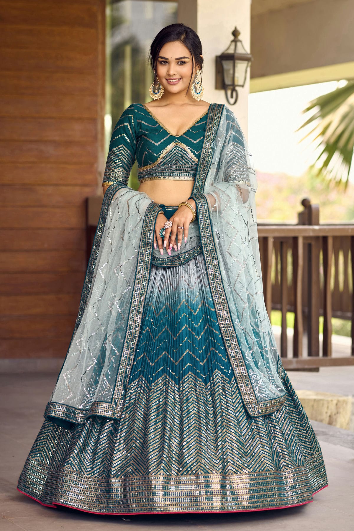 Chinon Embroidery A Line Lehenga Choli