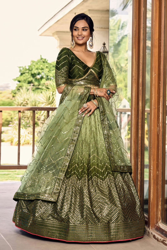 Chinon Embroidery A Line Lehenga Choli