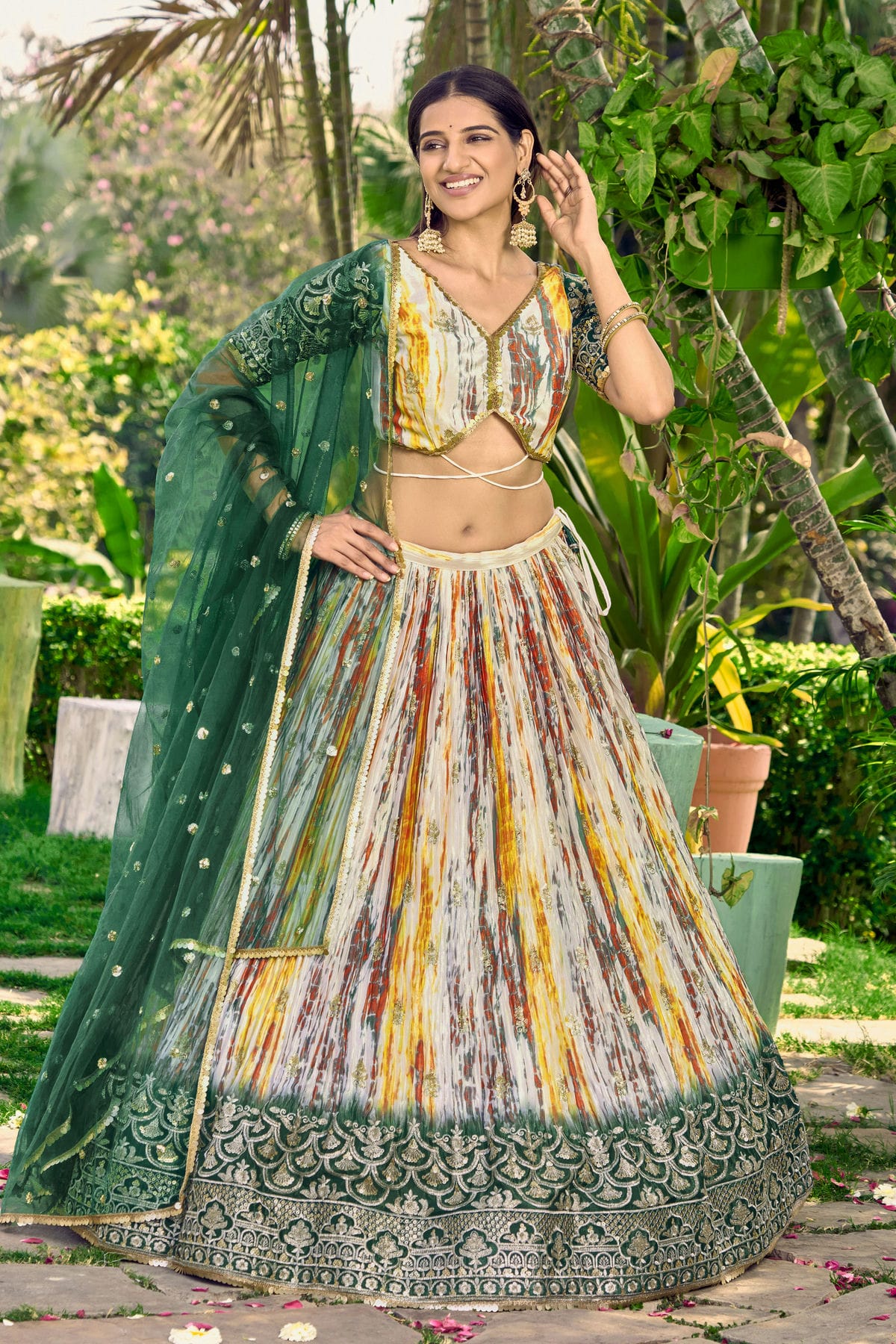 Chinon Embroidery A Line Lehenga Choli