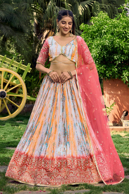 Chinon Embroidery A Line Lehenga Choli