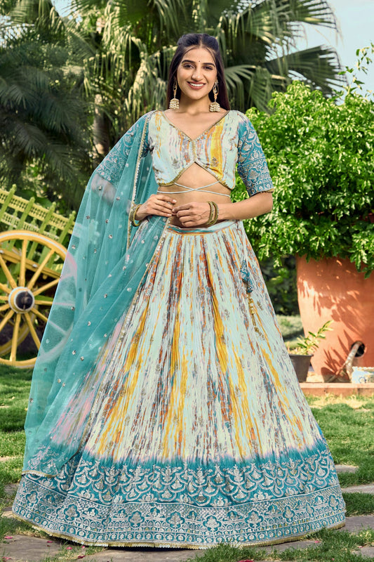 Chinon Embroidery A Line Lehenga Choli