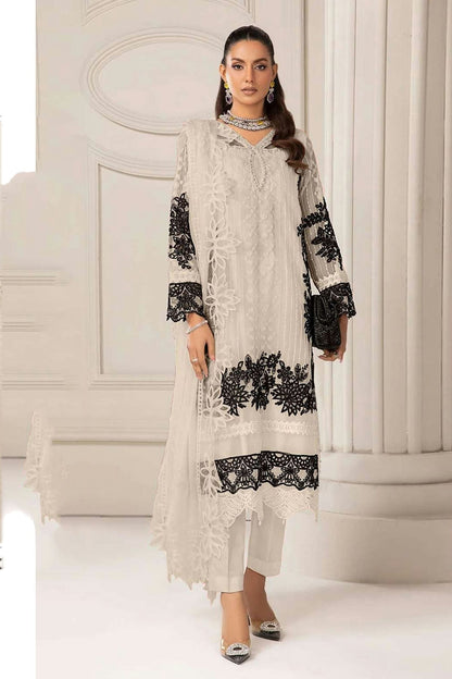 Cream Colour Faux Georgette Pakistani Suit