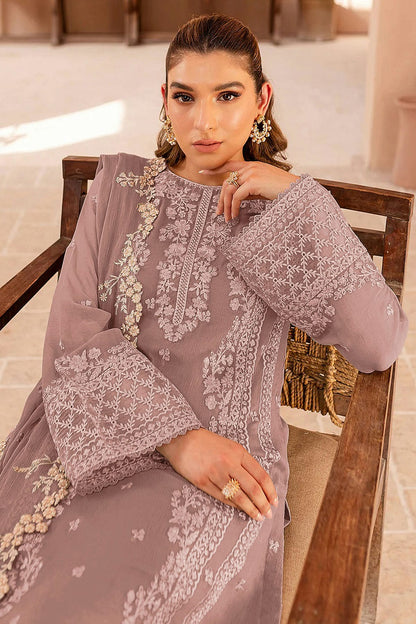 Cream Colour Faux Georgette Semi Stitched Pakistani Suit VSSM1140477