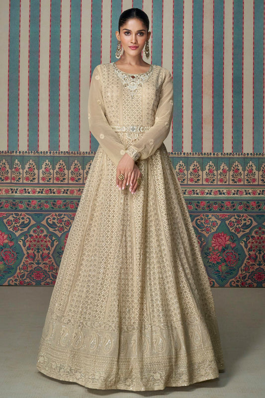 Cream Colour Georgette Anarkali Suit