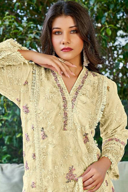 Cream Colour Georgette Pakistani Suit