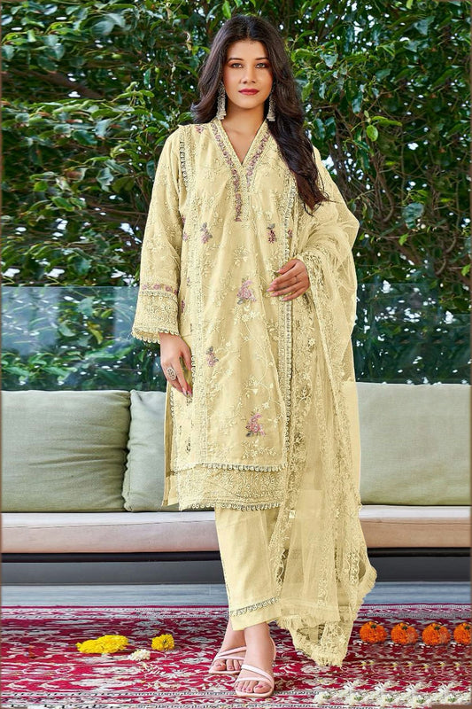 Cream Colour Georgette Pakistani Suit