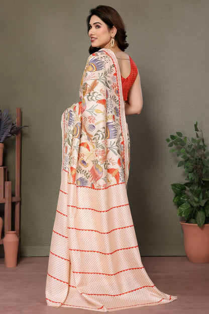 Cream Colour Khadi Saree VSSD1180205