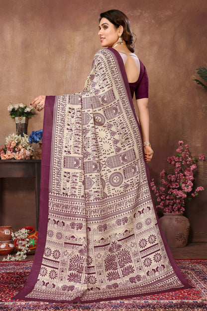 Cream Colour Khadi Silk Saree