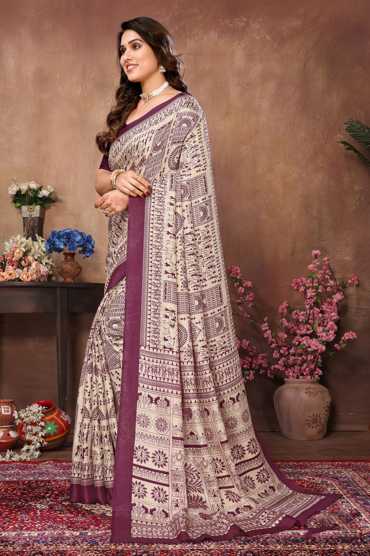 Cream Colour Khadi Silk Saree