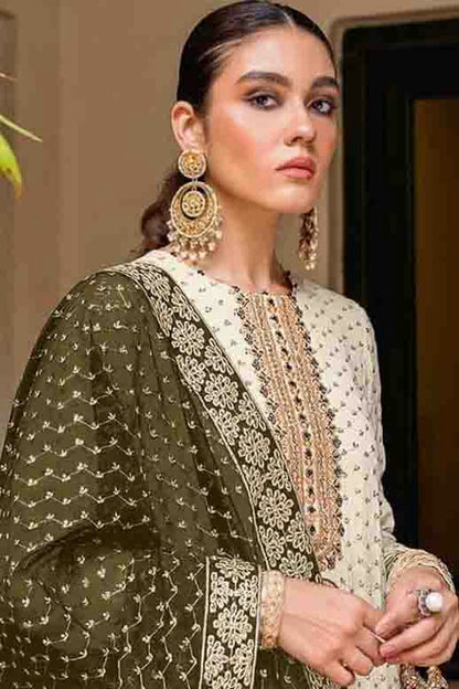 Cream Colour Semi Stitched Faux Georgette Palazzo Pant Suit VSSM1140681