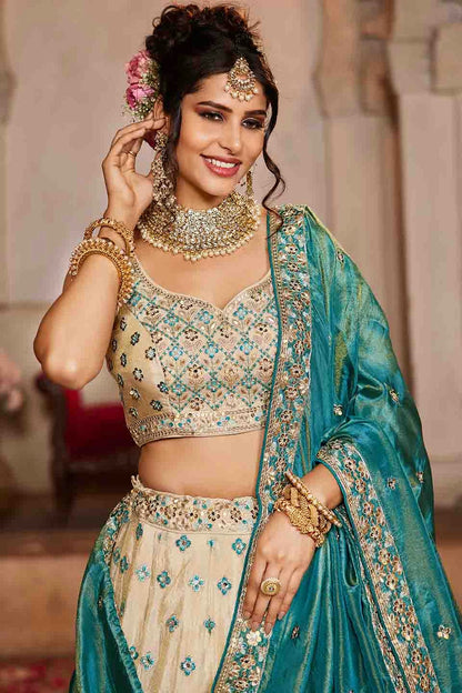 Cream Colour Tissue Lehenga Choli VSLC1113169