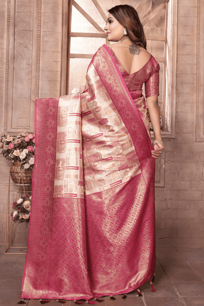 Cream Colour Woven Work Banarasi Chaturi Silk Traditional Saree VSSD1250278