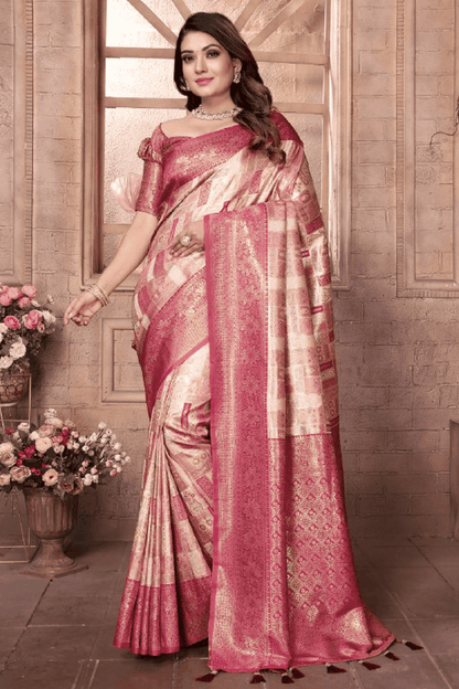 Cream-Colour-Woven-Work-Banarasi-Chaturi-Silk-Traditional-Saree-VSSD1250278