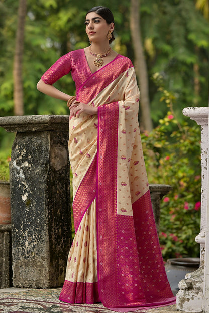 Cream-Colour-Woven-Work-Banarasi-Silk-Saree-VSSD1260015