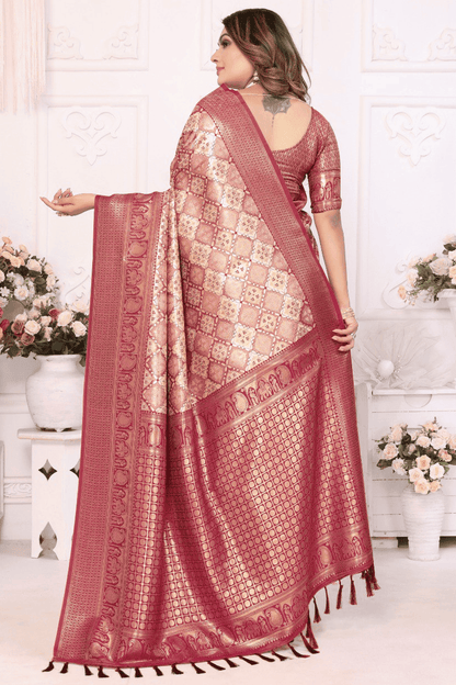 Cream Colour Woven Work Banarasi Silk Traditional Saree VSSD1250245