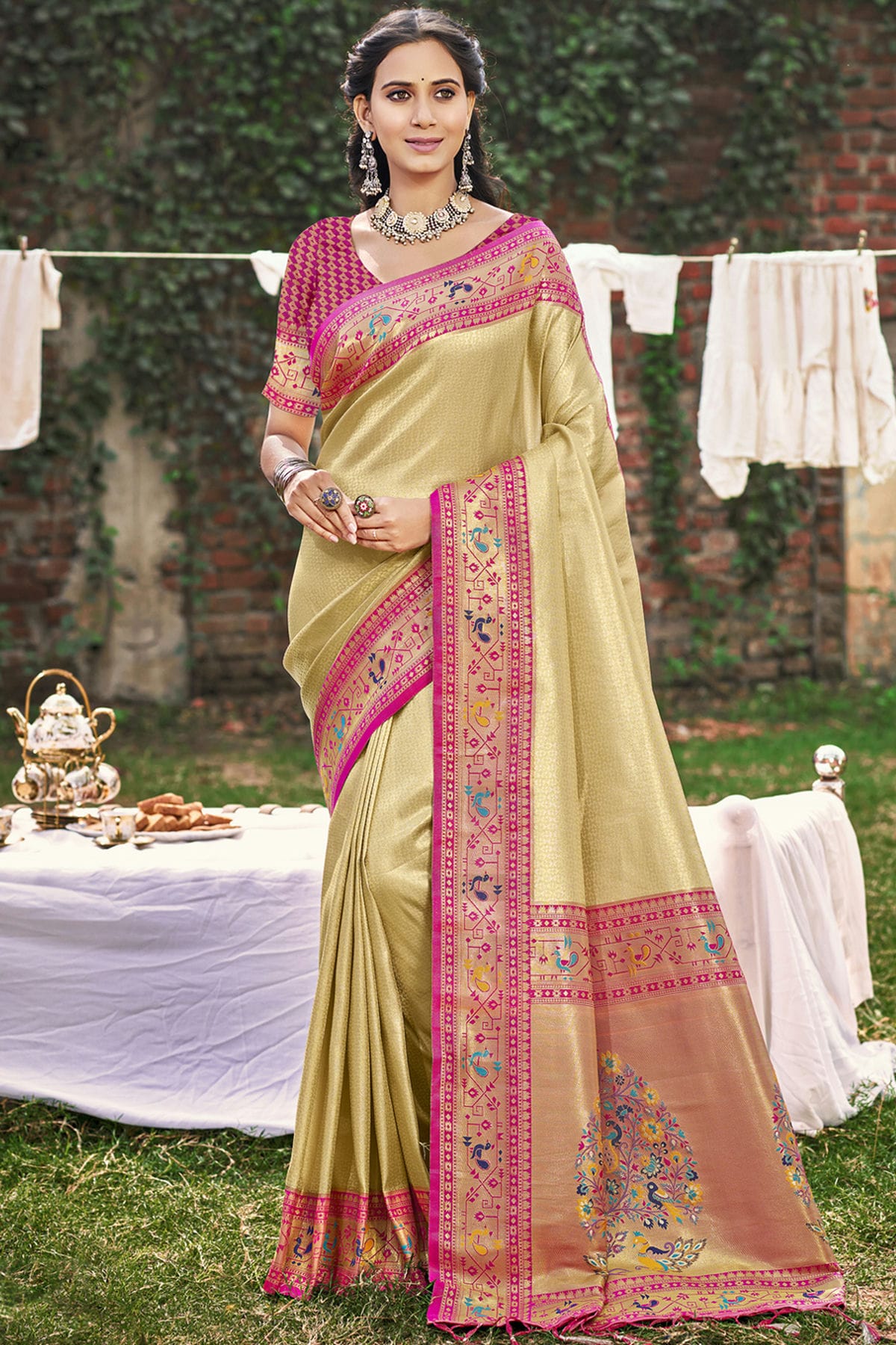 Cream-Colour-Woven-Work-Paithani-Silk-Traditional-Saree-VSSD1103263