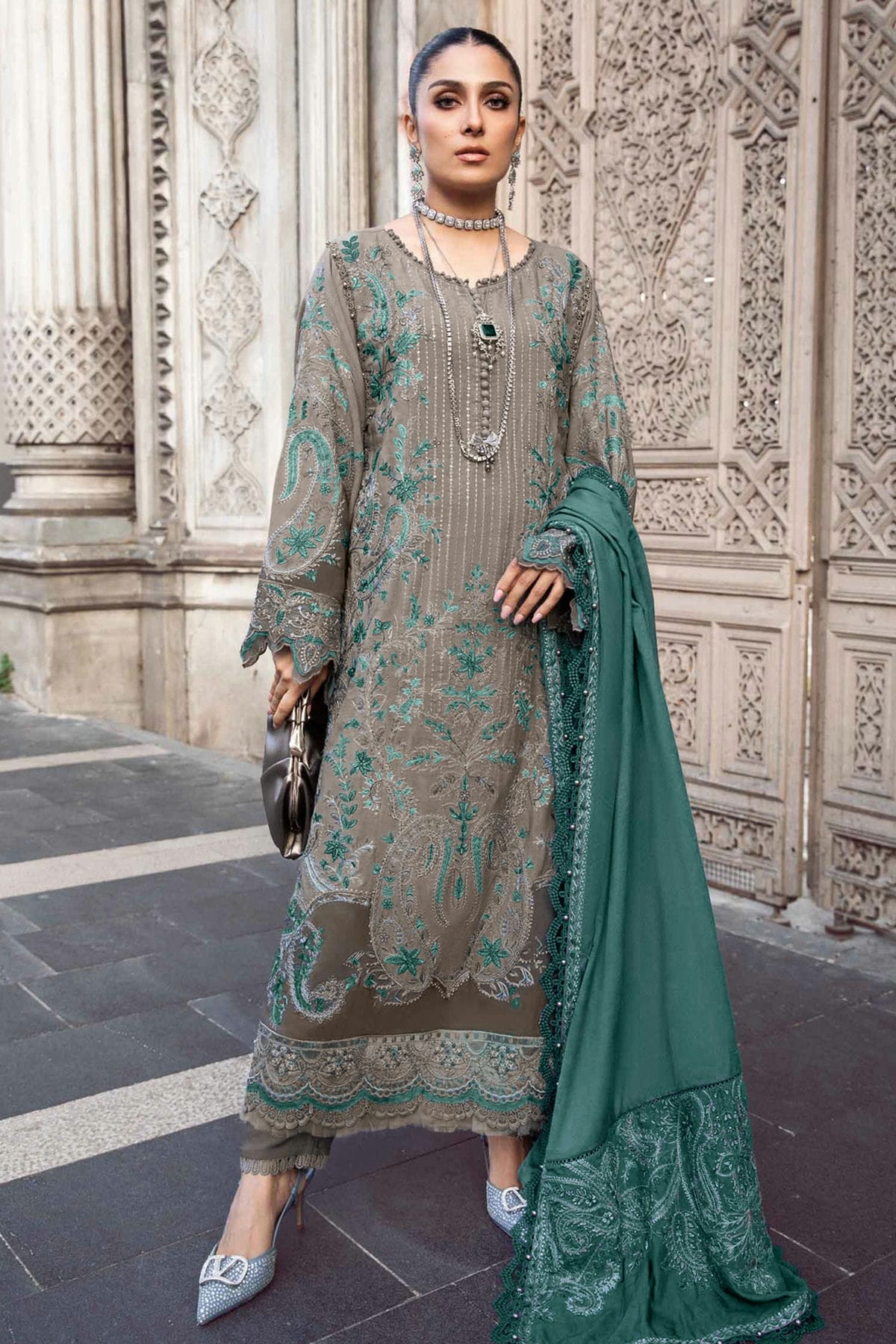 Dark Beige Colour Rayon Semi Stitched Pakistani Suit