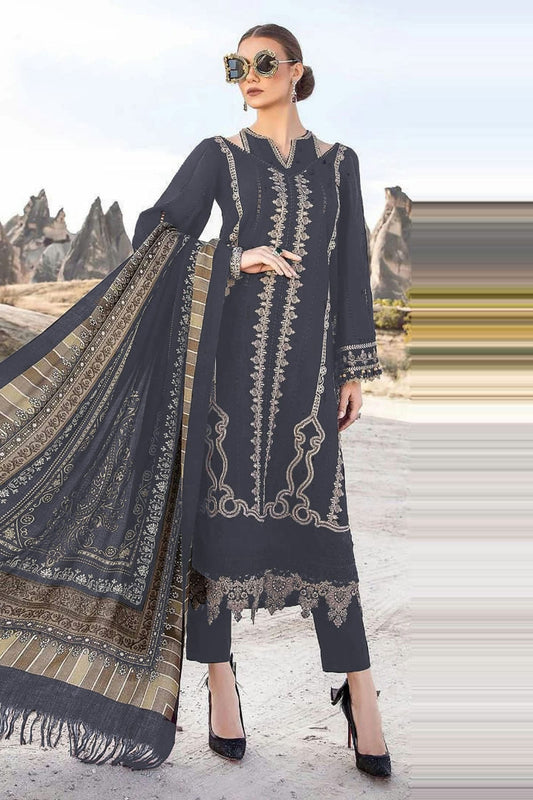 Dusty Blue Colour Faux Georgette Pakistani Suit