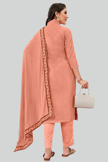 Dusty Pink Colour Chanderi Silk Pant Style Suit