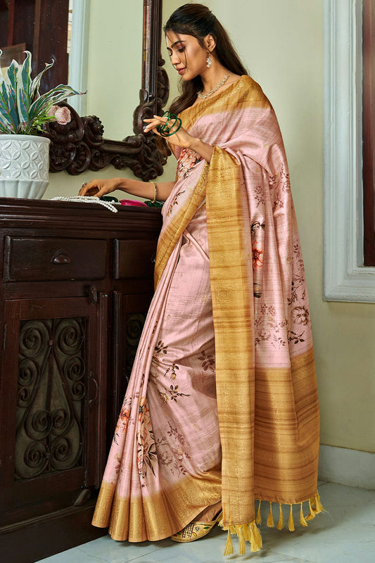 Dusty Pink Colour Handloom Kotha Silk Saree