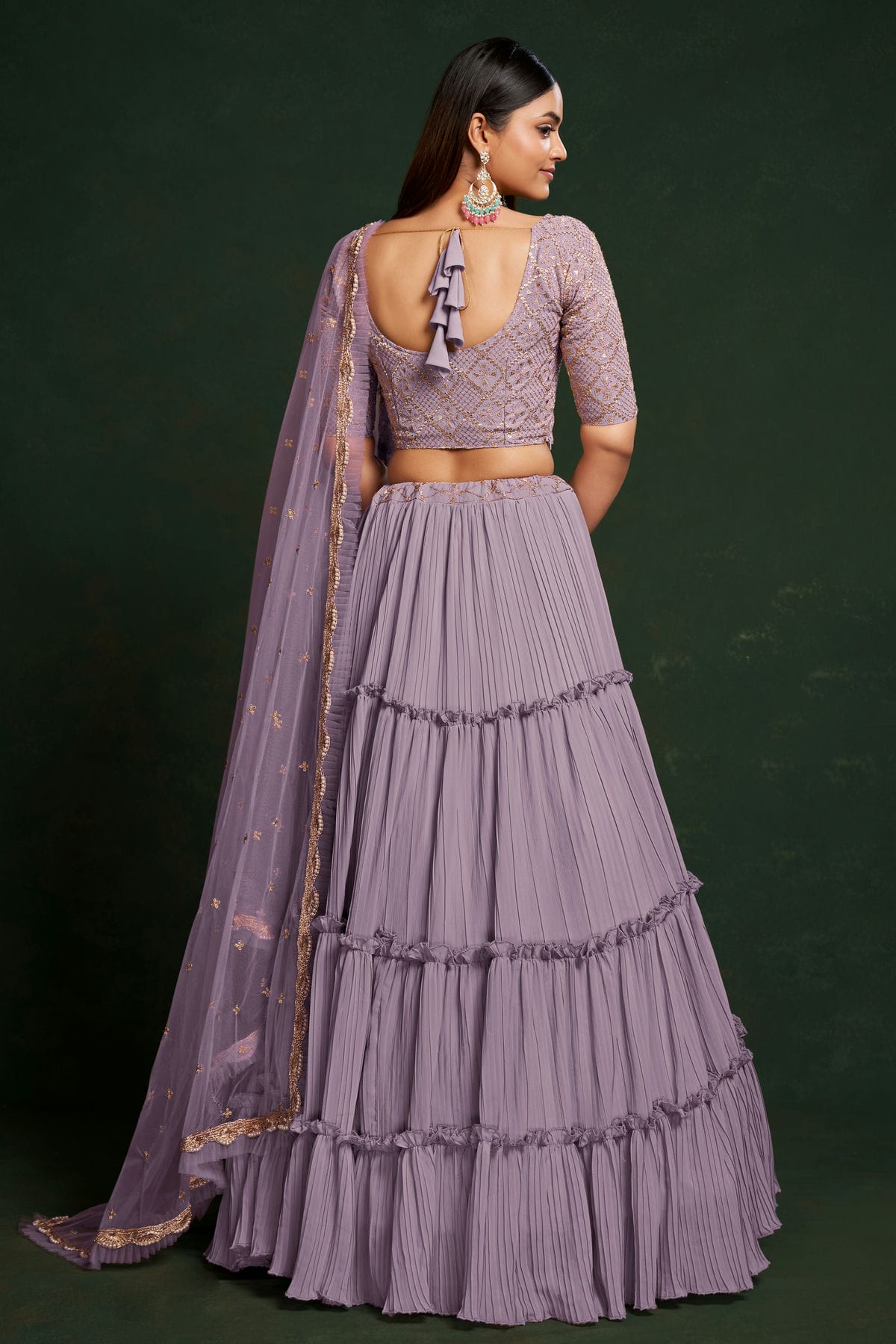 Faux Georgette Designer Lehenga Choli In Light Purple Colour