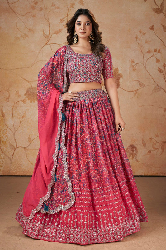 Faux Georgette Designer Lehenga Choli In Pink Colour