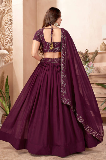 Faux Georgette Designer Lehenga Choli In Purple Colour